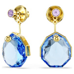 Gema earring jackets Blue, Gold-tone plated